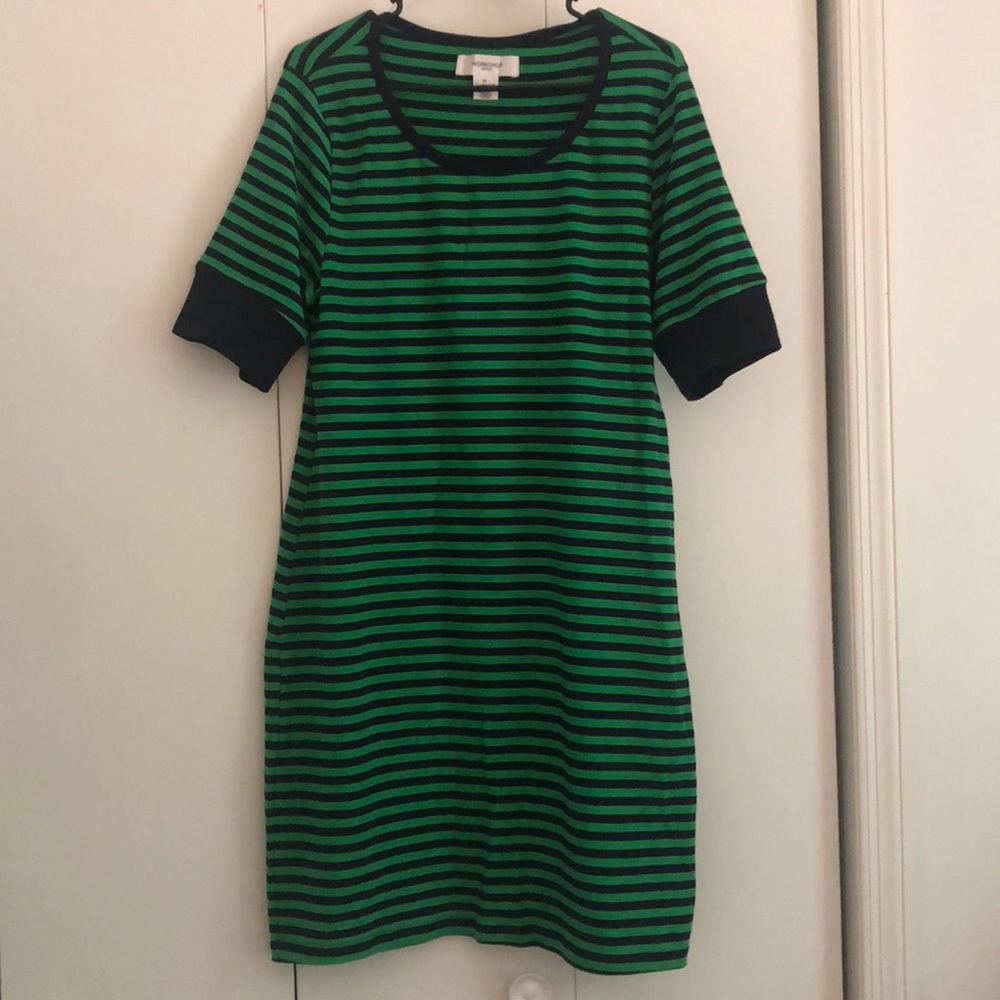 Green and blue stripped cotton dress